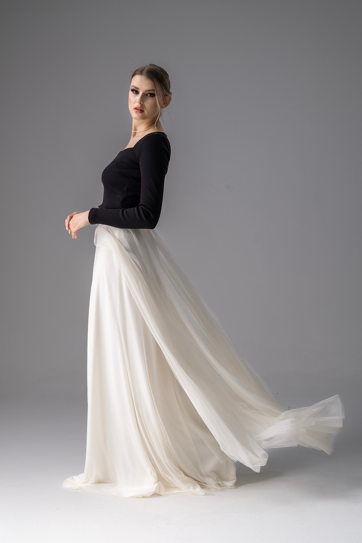 Ivory Fringed Long Skirt