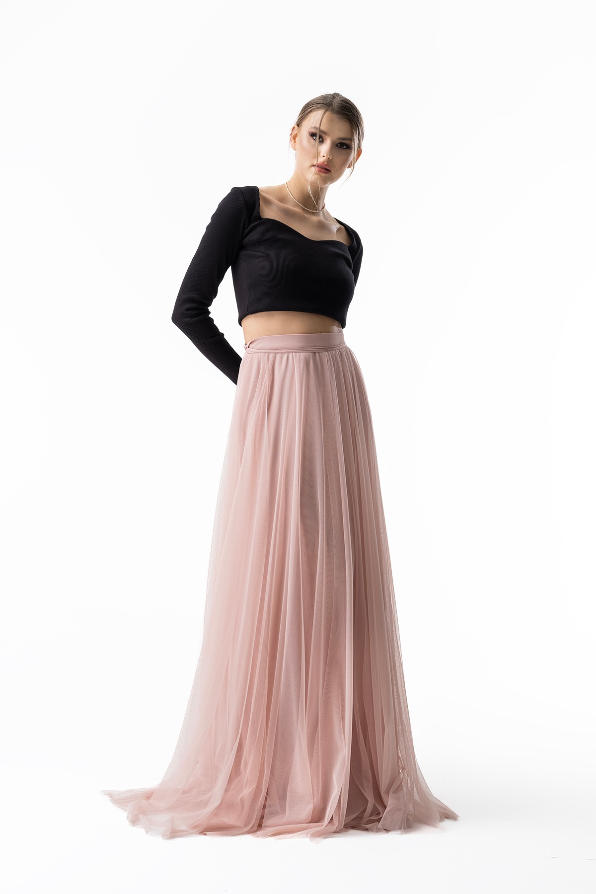 Rose Tulle Long Skirt