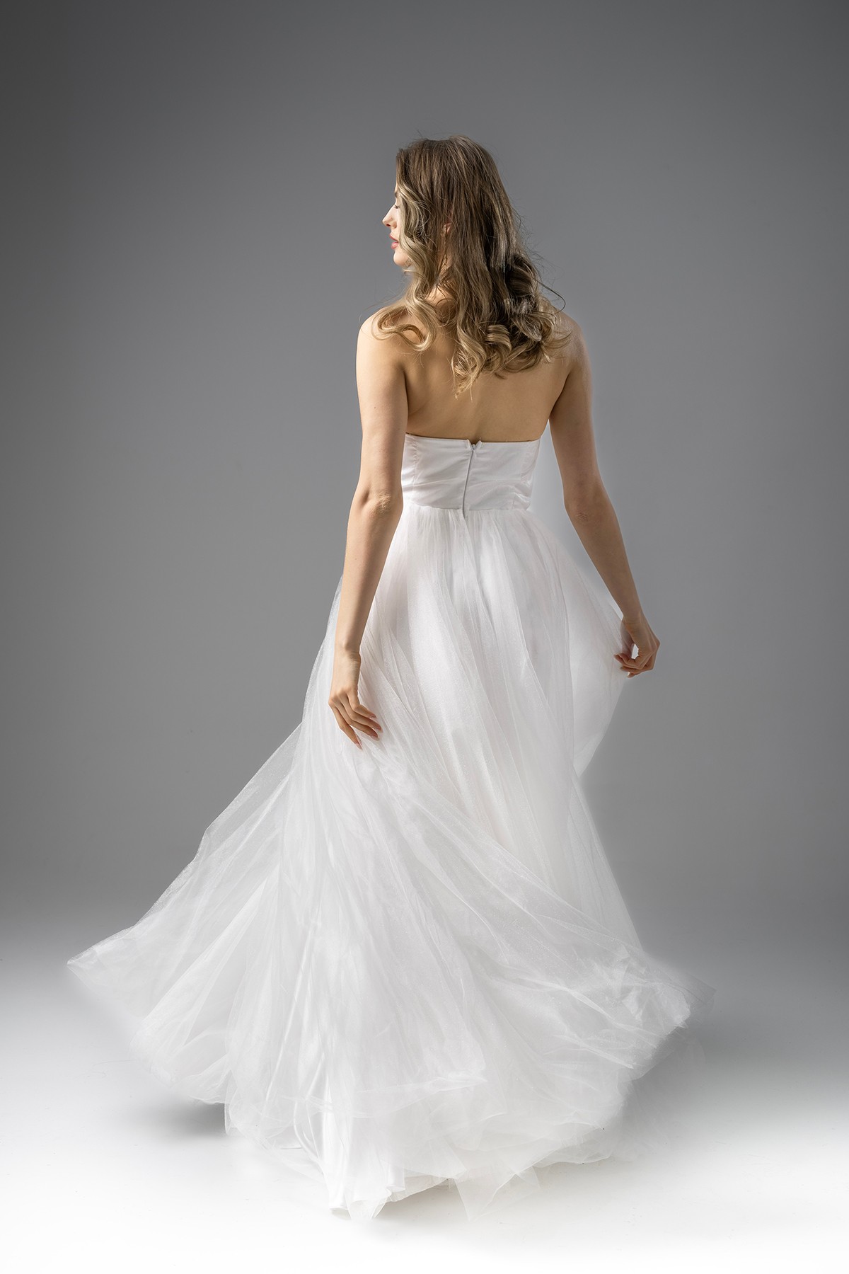 Silvery Tulle Evening Dress