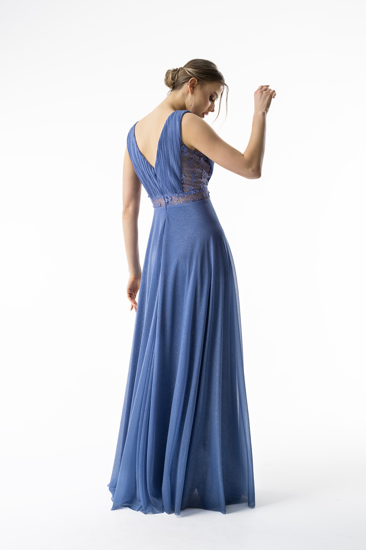 Tulle Evening Dress with Brode