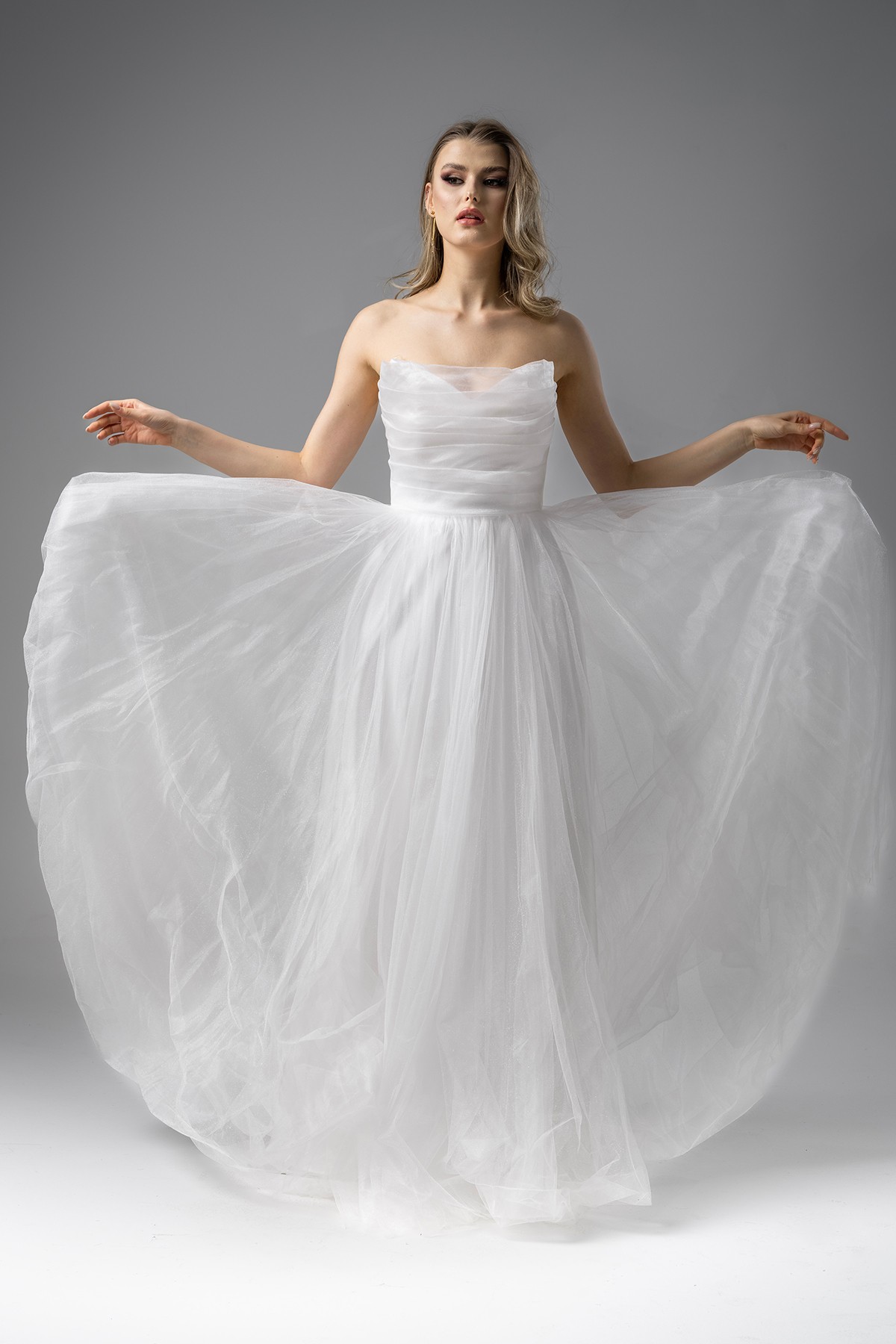 Silvery Tulle Evening Dress