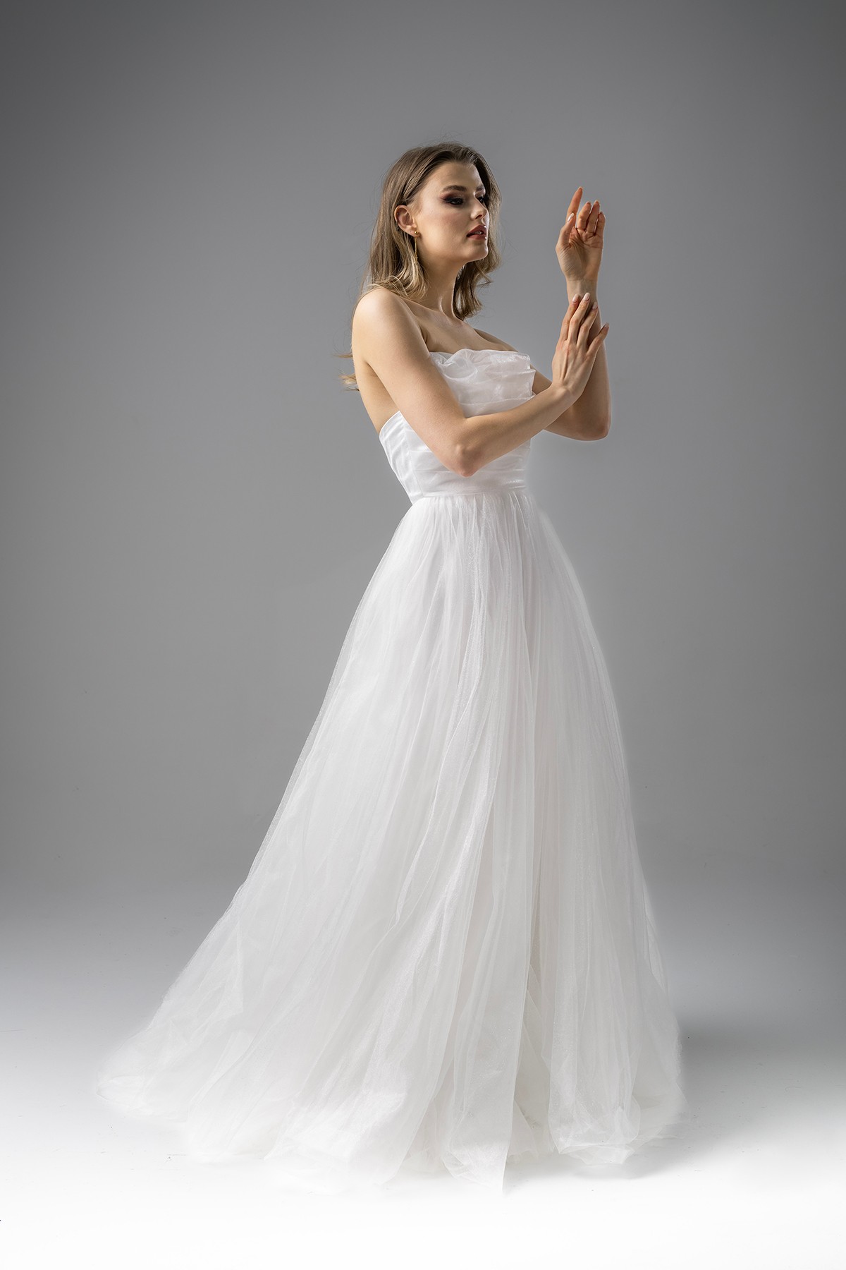 Silvery Tulle Evening Dress