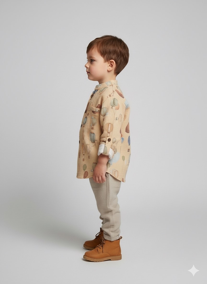 Erkek çocuk Müslin Desenli Gömlek 