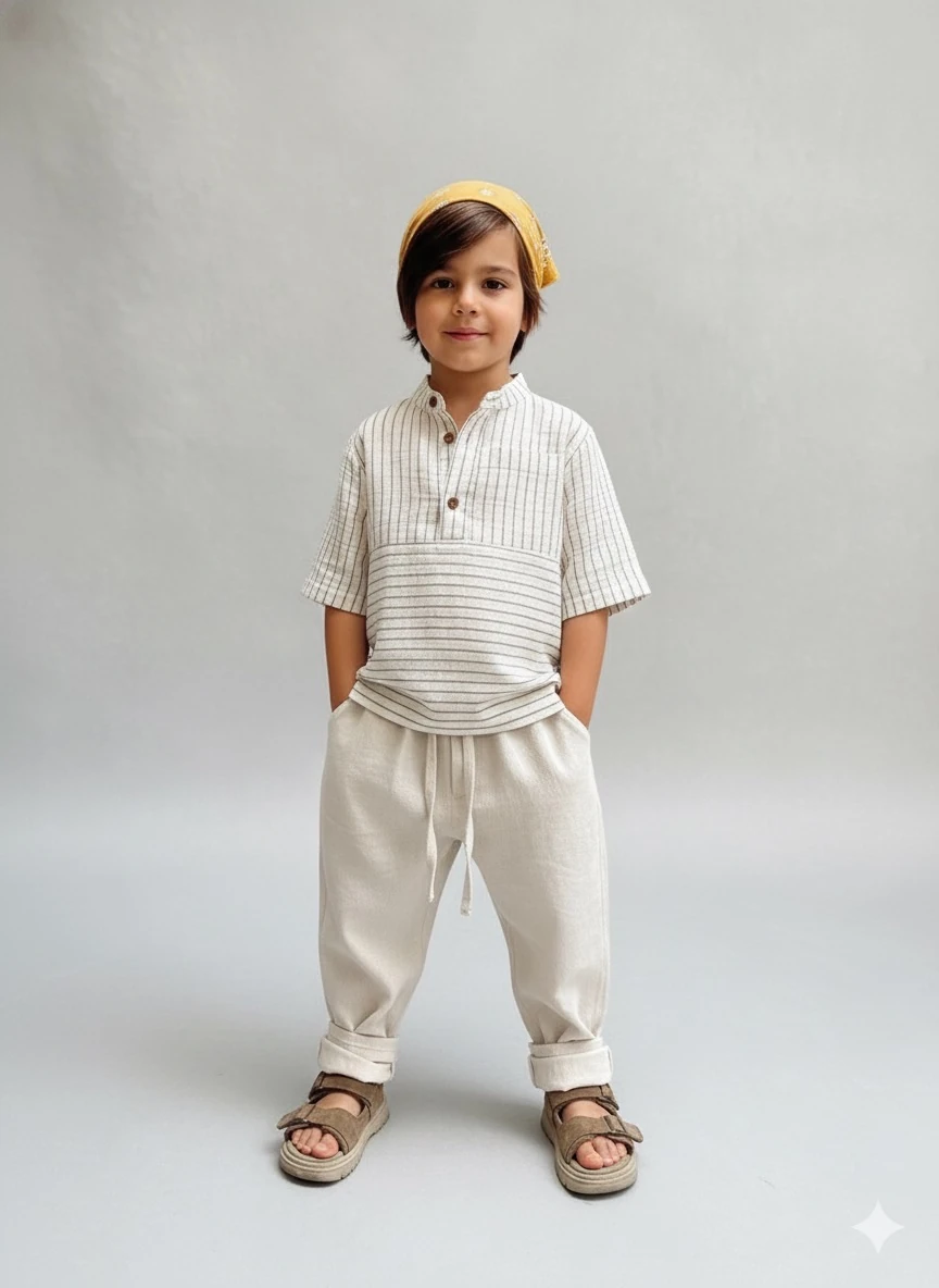 Erkek Çocuk Müslin Çizgili Gömlek