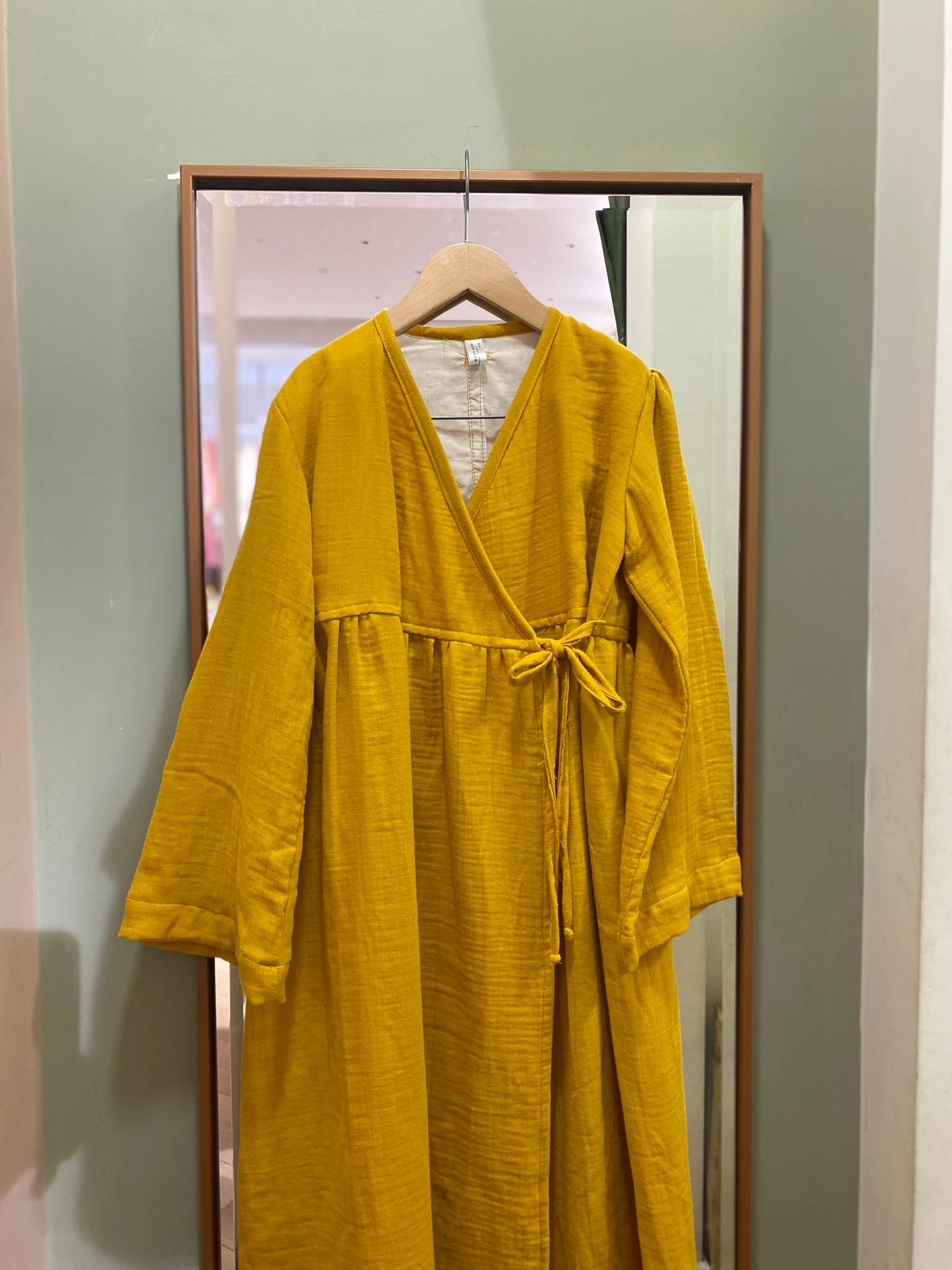 Kız Çocuk Hardal Sarısı Müslin Bağlamalı Namaz Elbisesi | 4-15 Yaş | Rahat & Tesettür 