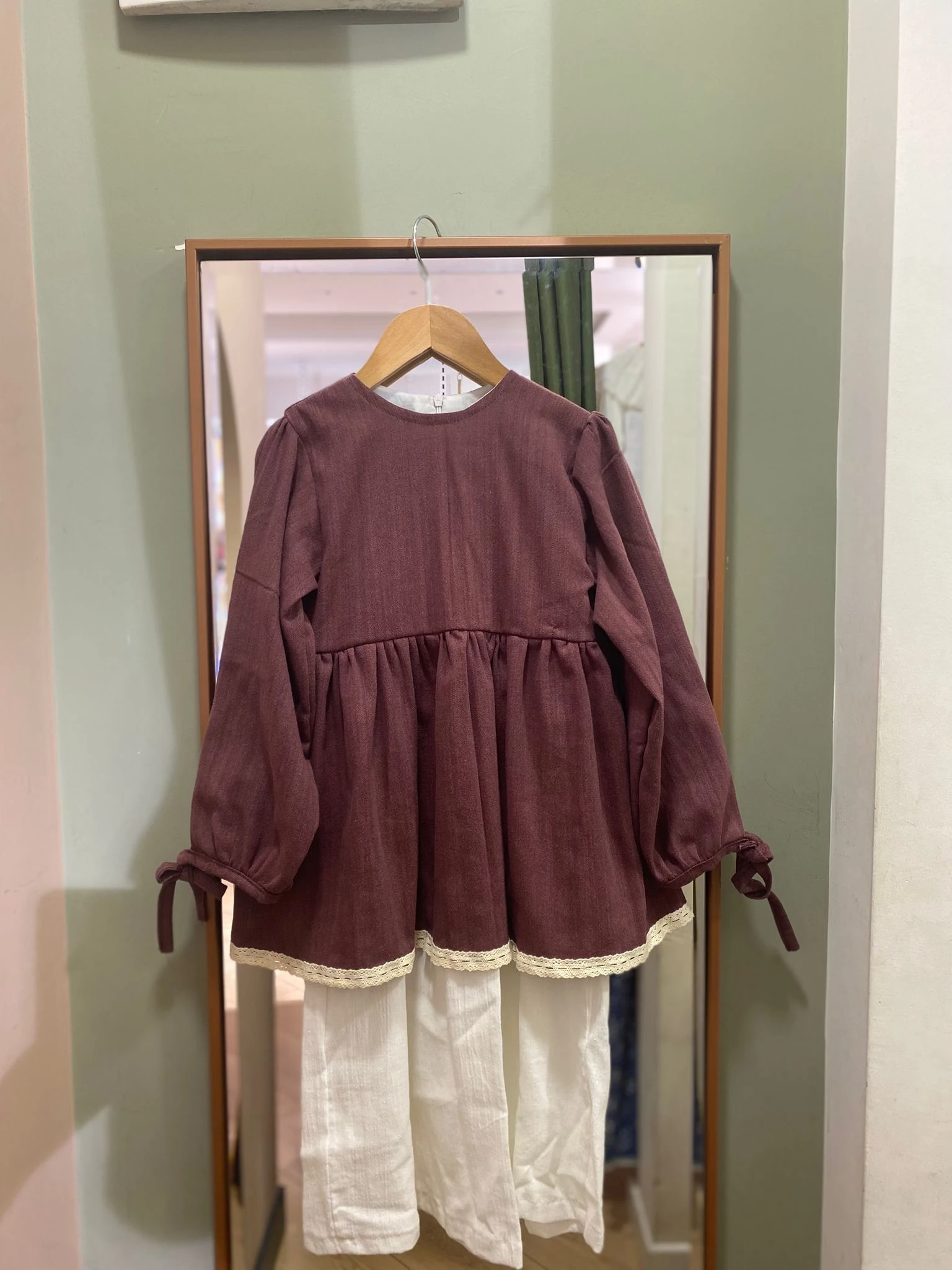 Bordo Keten Fisto Detaylı Kız Çocuk Tunik | Doğal Kumaş | 4-15 Yaş | Günlük & Özel 