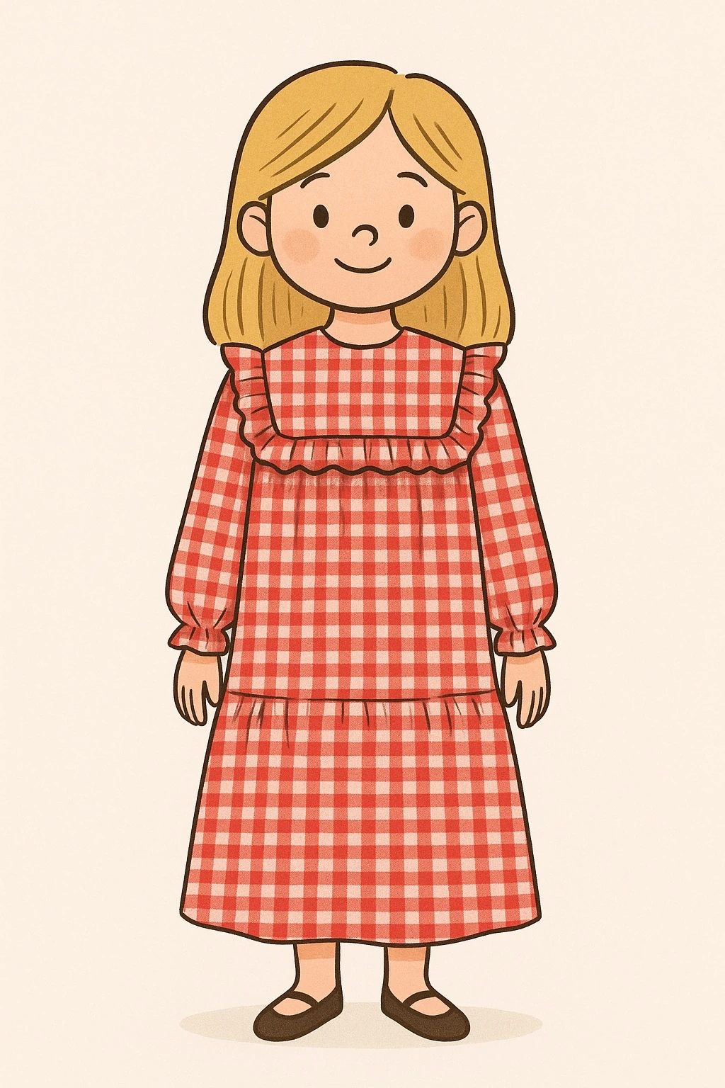 Kırmızı Ekose Bürümcük Kumaş Kız Çocuk Elbise | Tam Boy | 4-15 Yaş | Günlük & Özel Kullanım