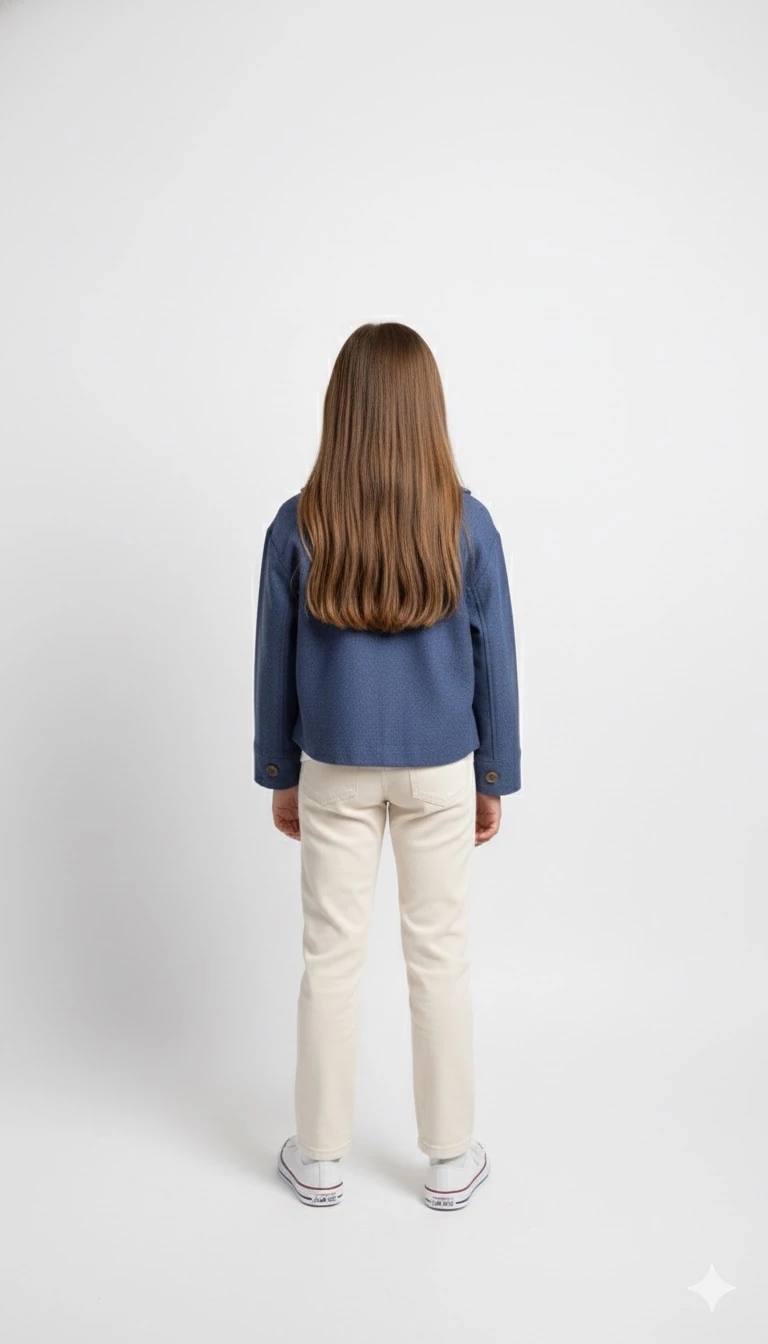 Lacivert Keten Uniseks Çocuk Ceket | Oversize Tarz | 4-15 Yaş | Doğal & Rahat Kumaş