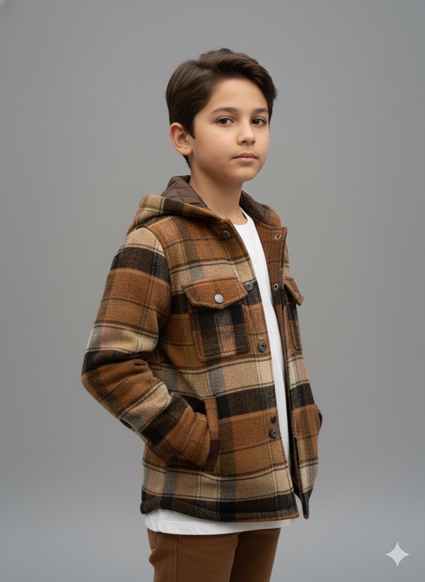 Erkek Çocuk Ekoseli Oduncu Ceketi 