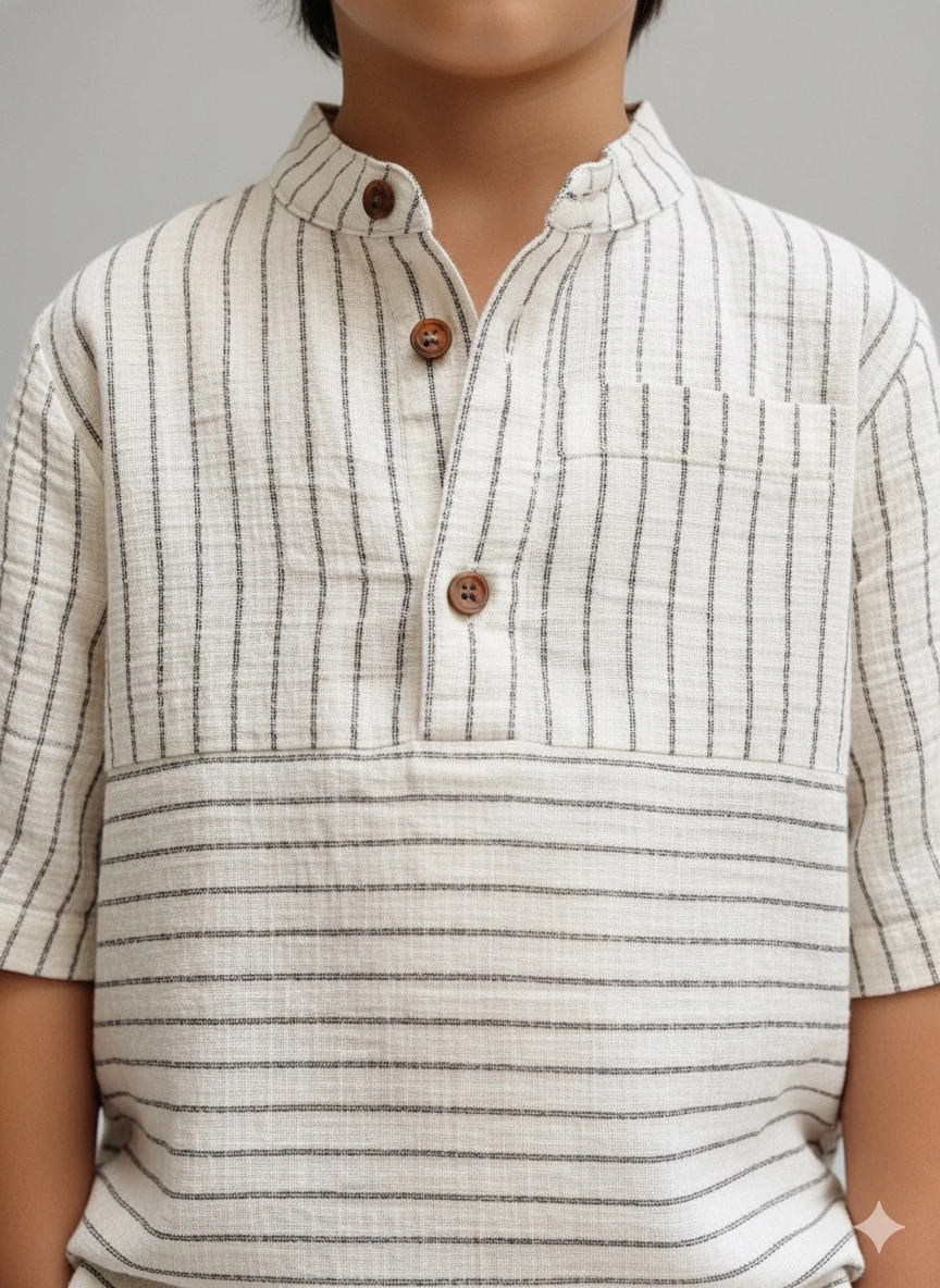 Erkek Çocuk Müslin Çizgili Gömlek