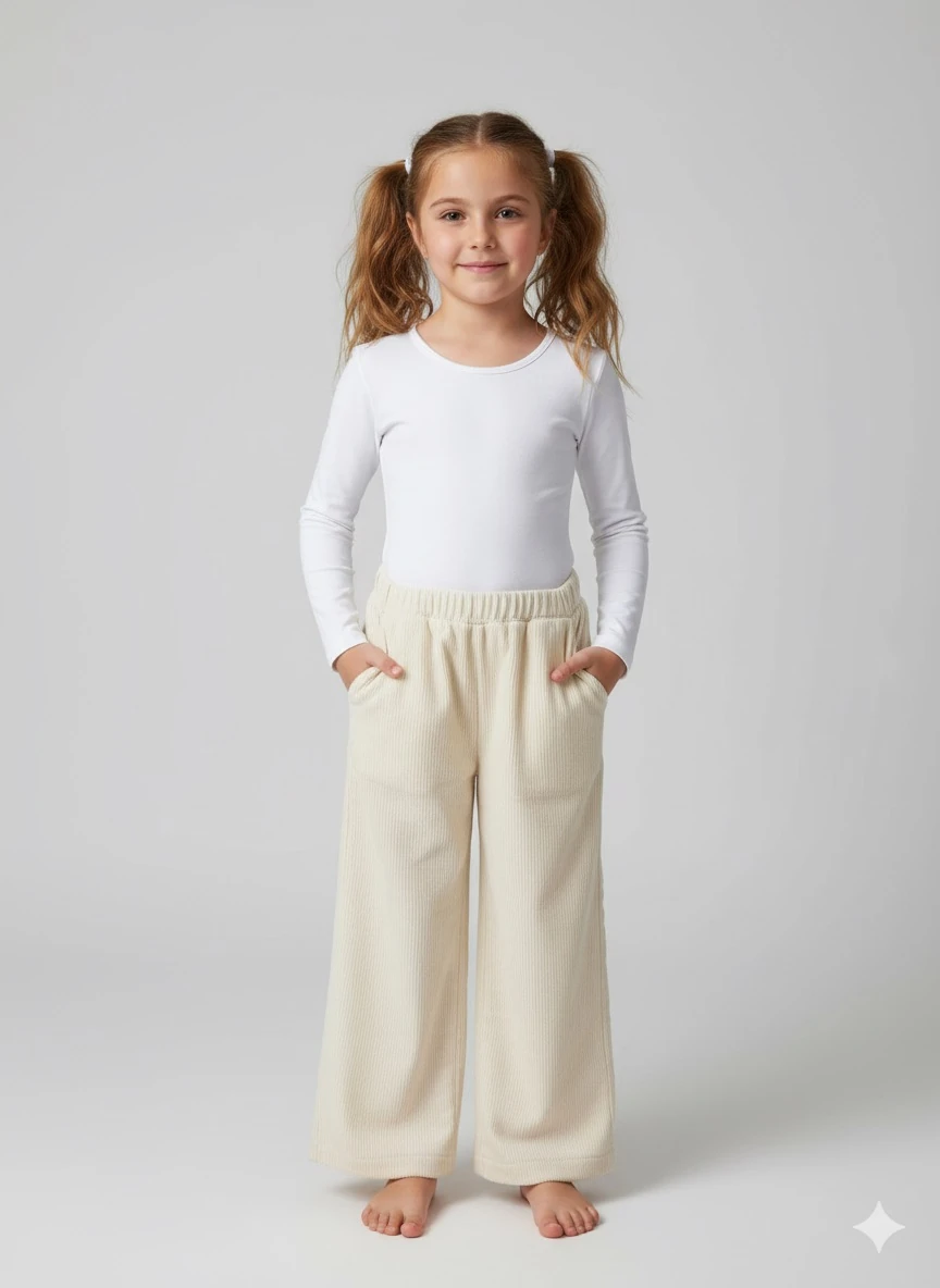 %100 Pamuklu Kadife Kız Çocuk Pantolon | Yumuşak Doku | Rahat Kalıp | 4-15 Yaş 