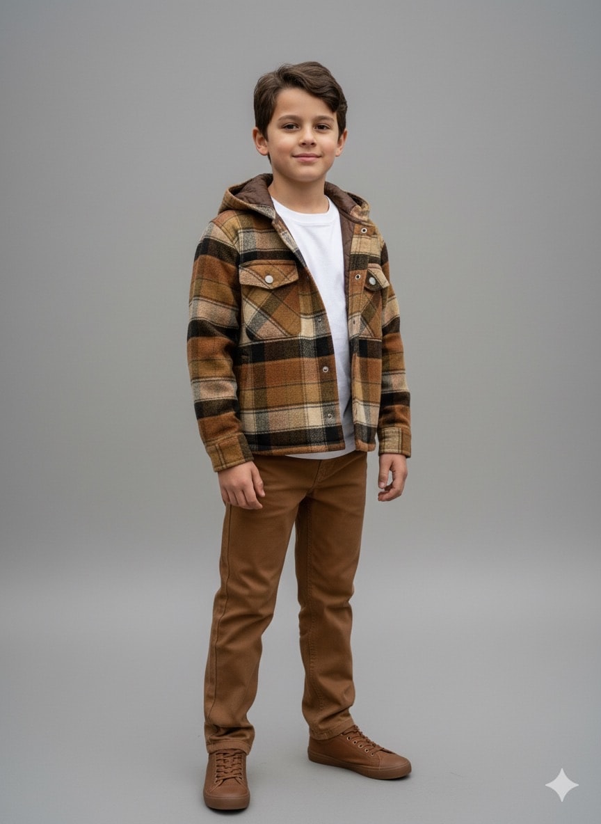 Erkek Çocuk Ekoseli Oduncu Ceketi 