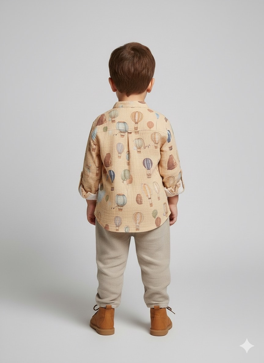 Erkek çocuk Müslin Desenli Gömlek 
