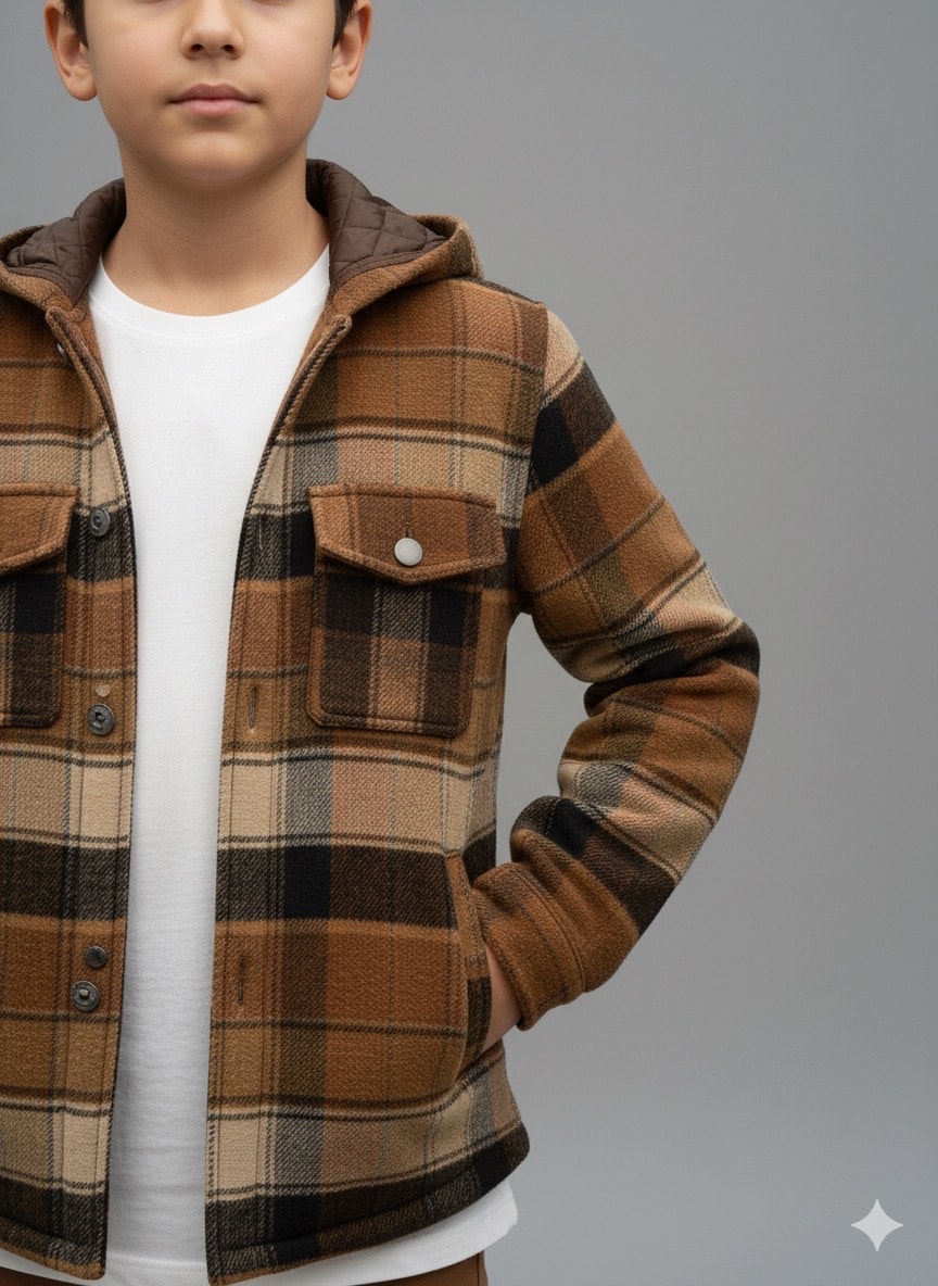 Erkek Çocuk Ekoseli Oduncu Ceketi 