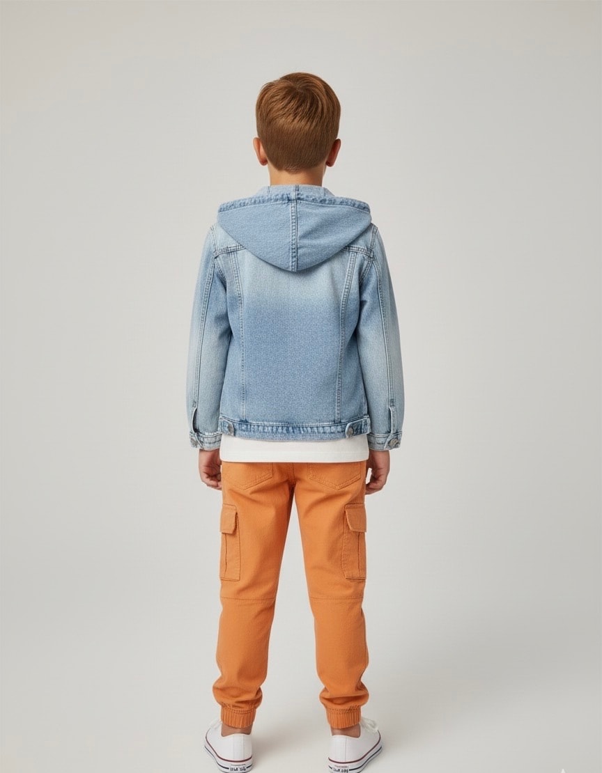 Erkek Çocuk Kot Ceketli Üçlü Set 