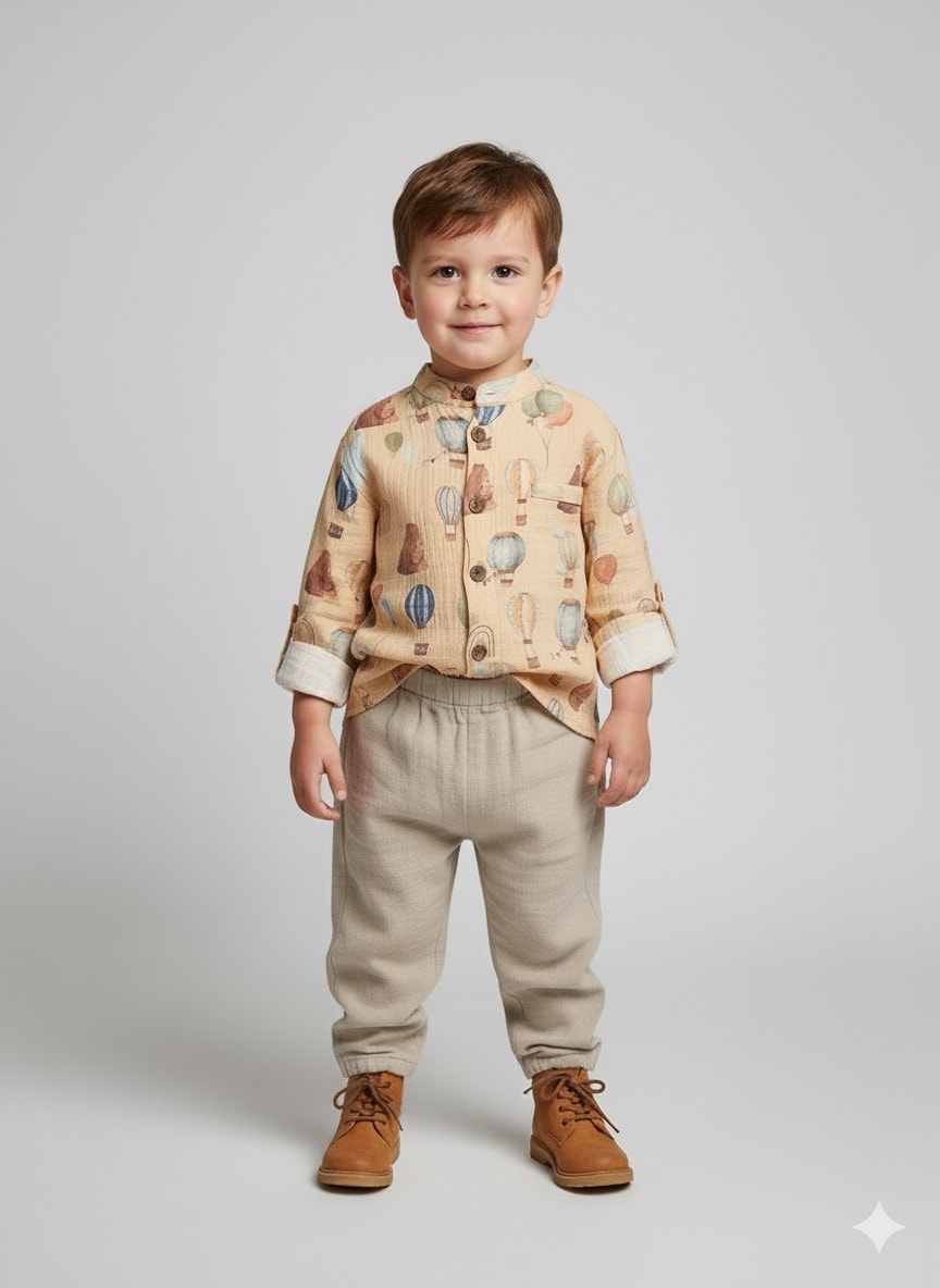 Erkek çocuk Müslin Desenli Gömlek 