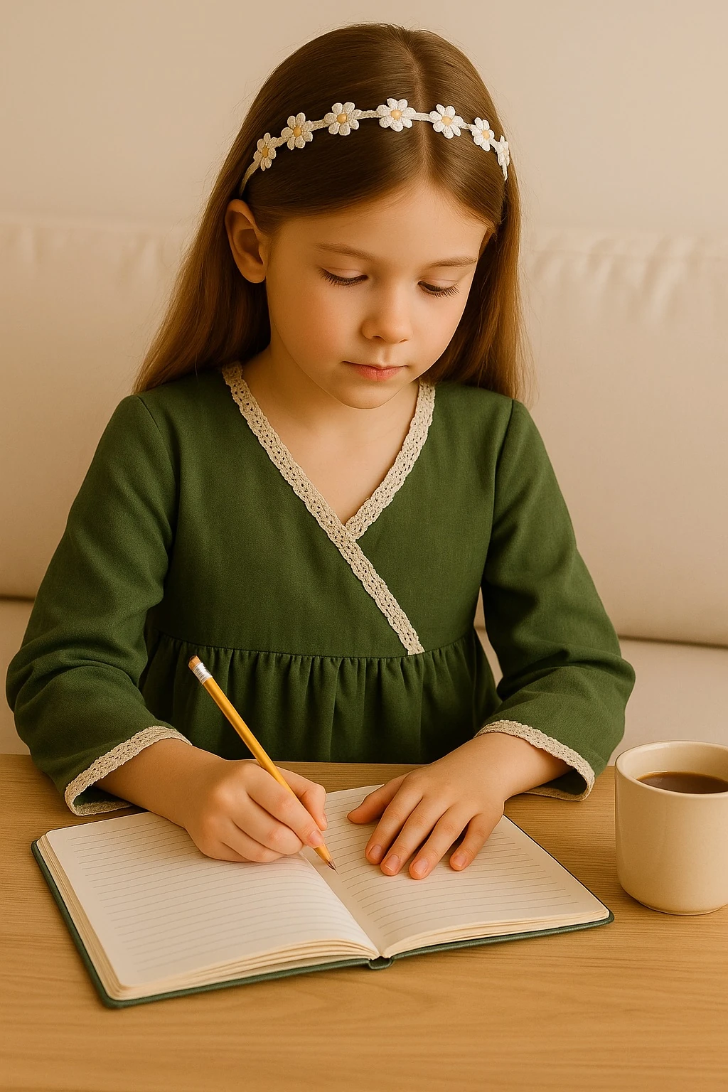 Yeşil Müslin Kız Çocuk Namaz Elbisesi | Bağlamalı & Tam Boy | 4-15 Yaş | Rahat & Zarif