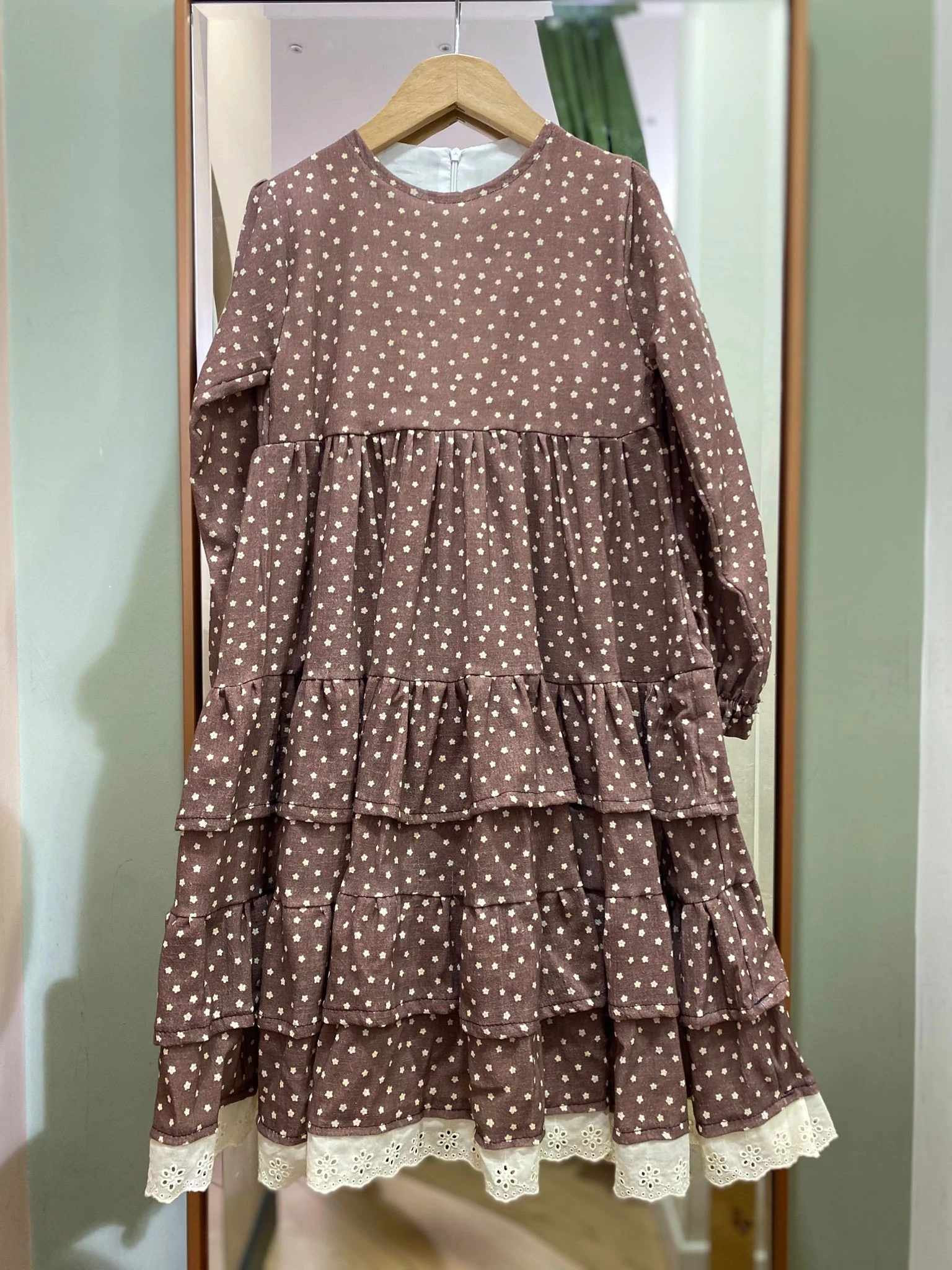 Bordo Çiçekli Kız Çocuk Tam Boy Tesettür Elbise | Yumuşacık Müslin Kumaş | 4-15 Yaş 