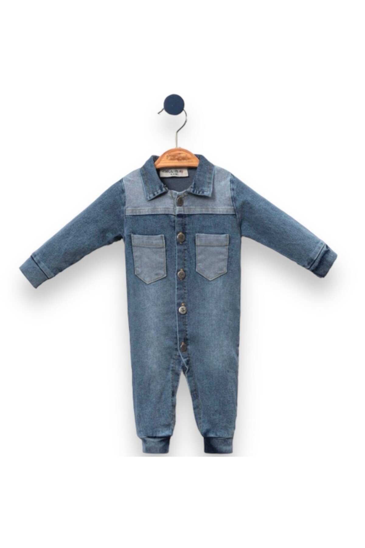 Bebek Kot Tulum Unisex Yakalı Cepli