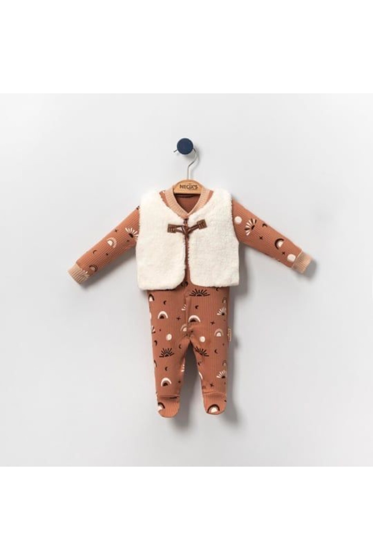 %100 Pamuk Fitilli Organik Bolerolu Soft Tulum
