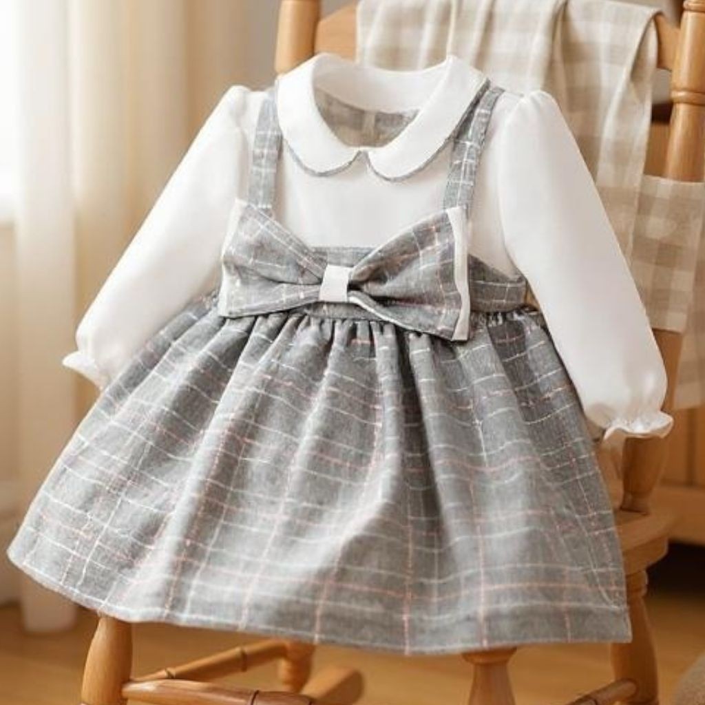 Kız Bebek Çocuk Elbise Bebe Yaka Sim Detaylı Özel Gün Dogum Günü Elbisesi 