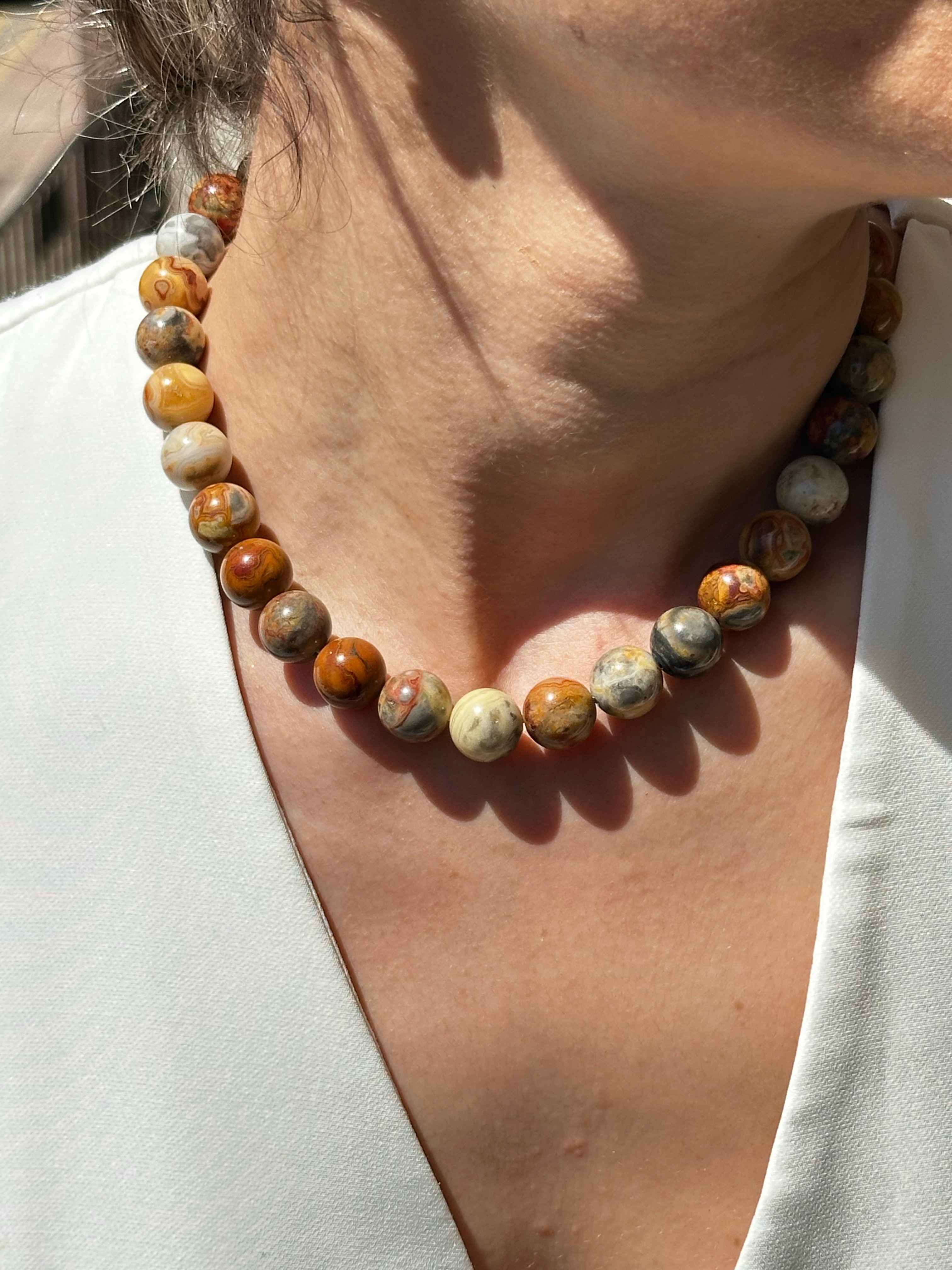 Crazy Lace Jasper Doğal Taşlı Kolye (13mm)