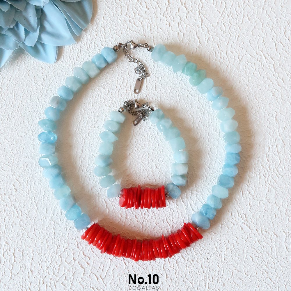 AquaCoral Necklace (Bilekliği Hediye)
