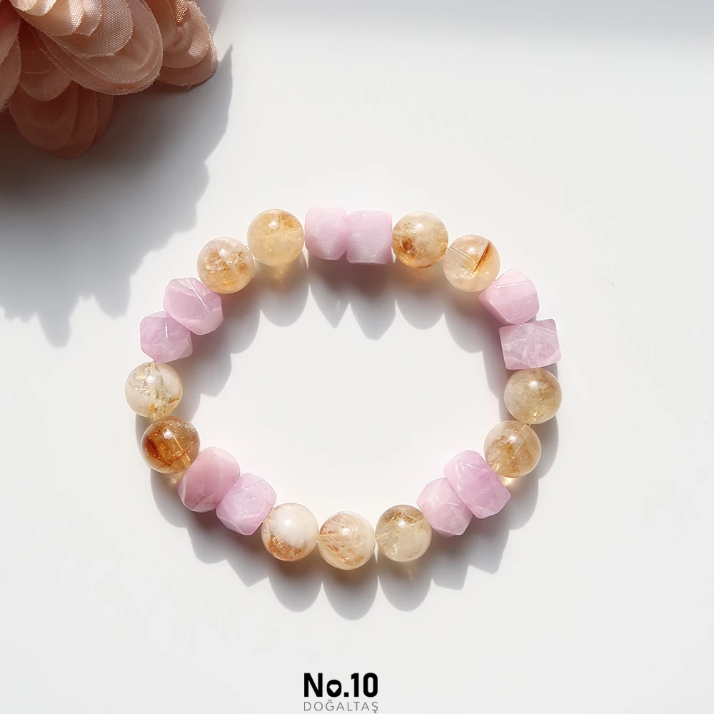 Sitrin & Kunzit Doğal Taşlı Bileklik(10mm)
