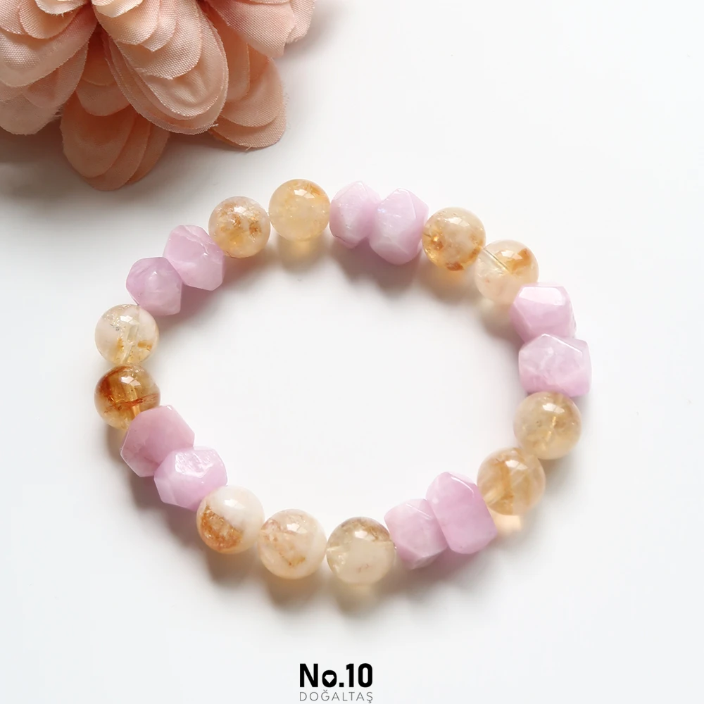 Sitrin & Kunzit Doğal Taşlı Bileklik(10mm)