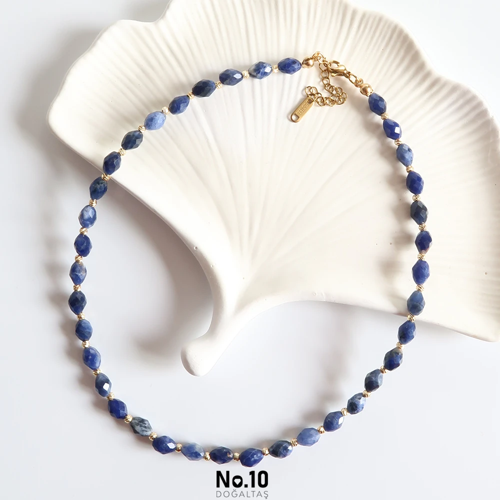 Sodalit Doğal Taşlı Kolye 