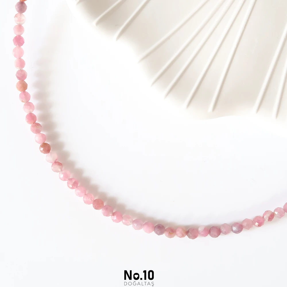 Pembe Turmalin Doğal Taşlı Kolye