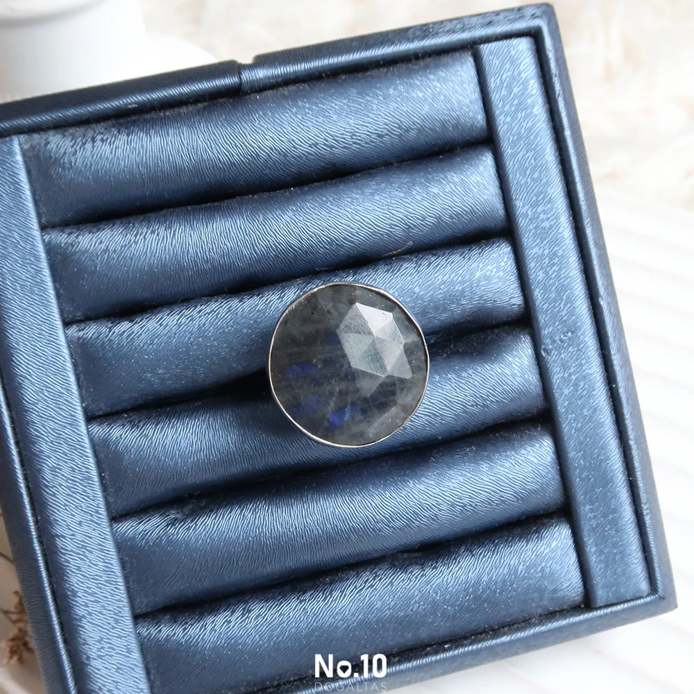 Labradorit Doğal Taşlı Rodyum Kaplama Yüzük