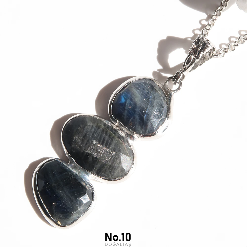 Labradorit Doğal Taşlı Kolye Ucu (Zinciri Hediye)