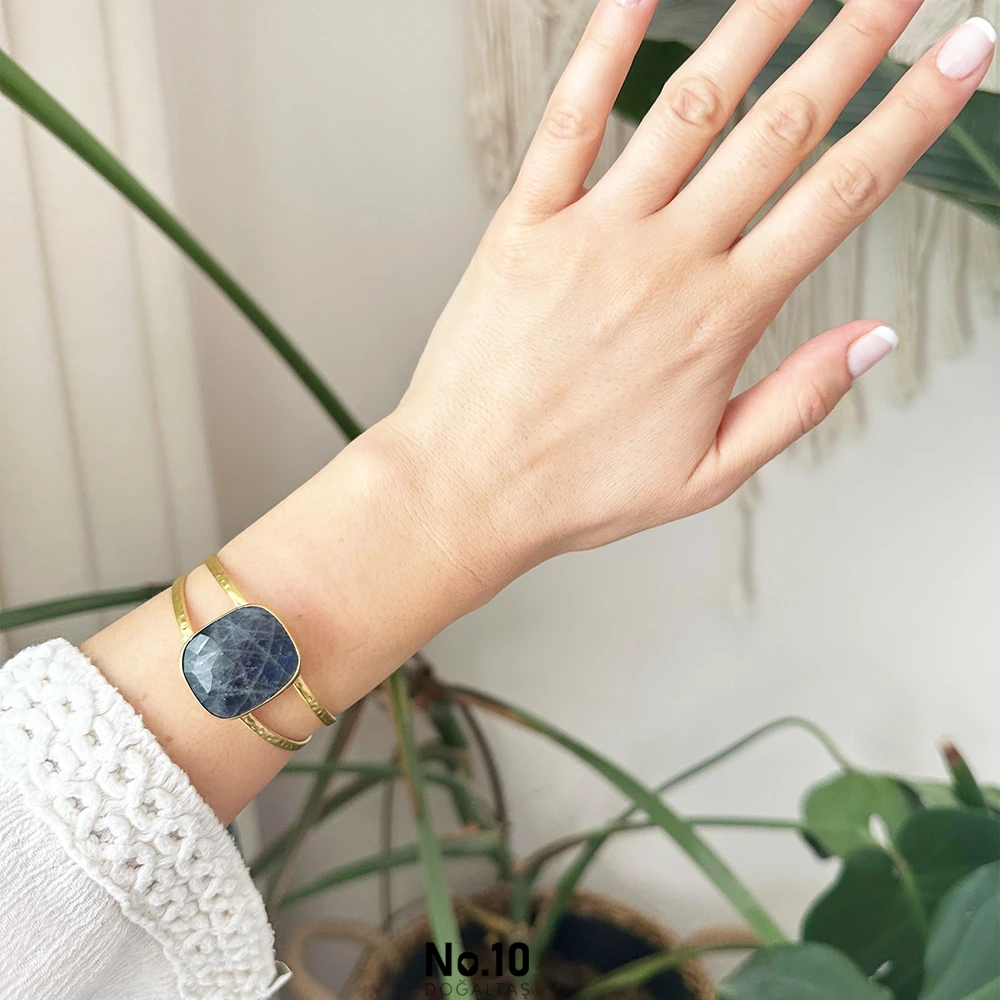 Labradorit Doğal Taşlı Kelepçe Bileklik