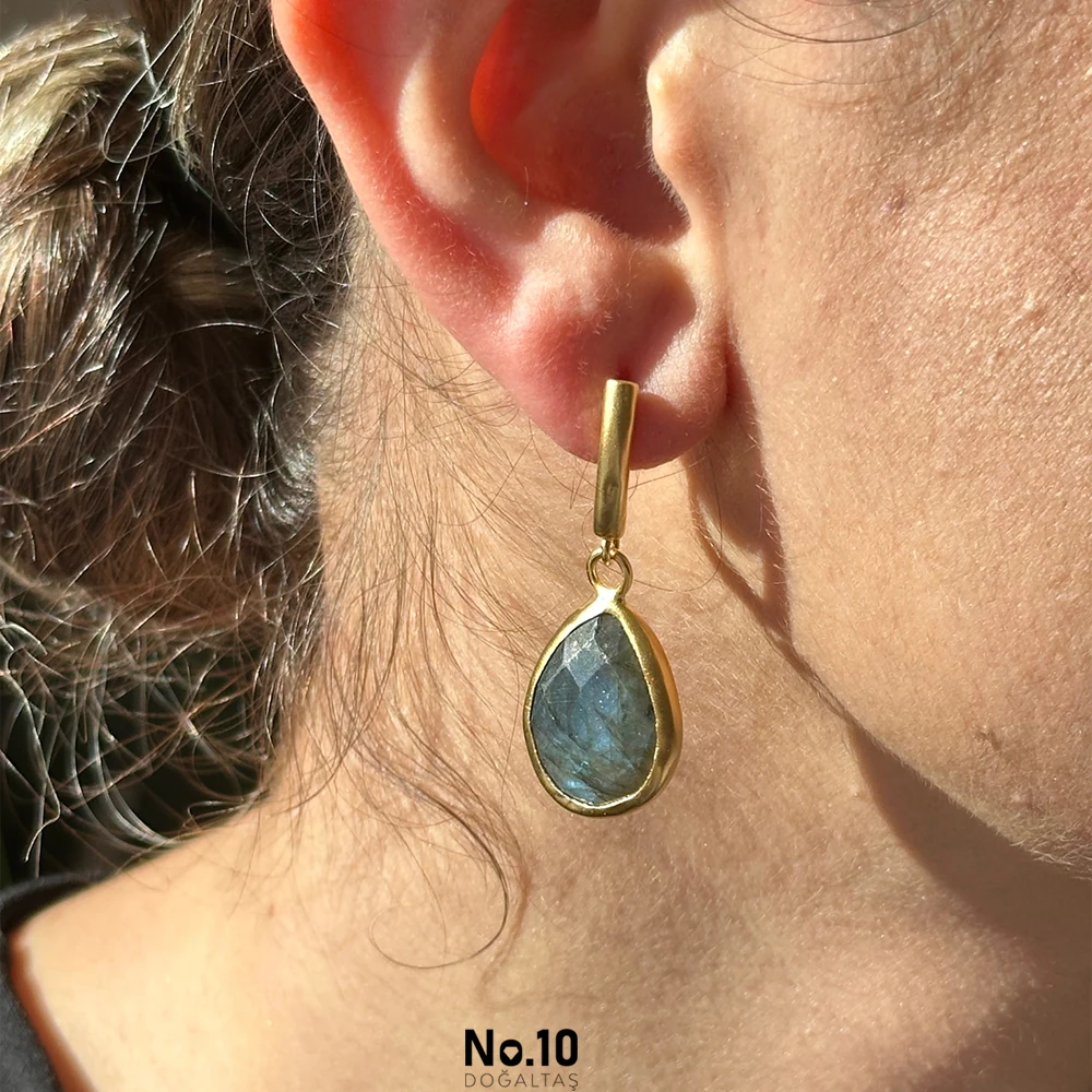 Labradorit Doğal Taşlı Küpe