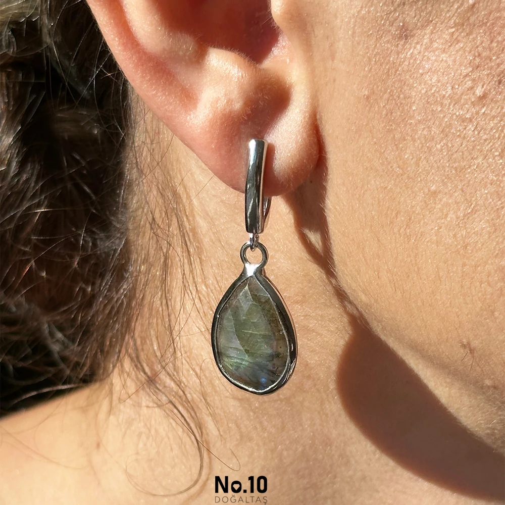 Labradorit Doğal Taşlı Küpe