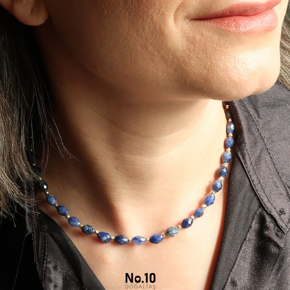 Sodalit Doğal Taşlı Kolye 