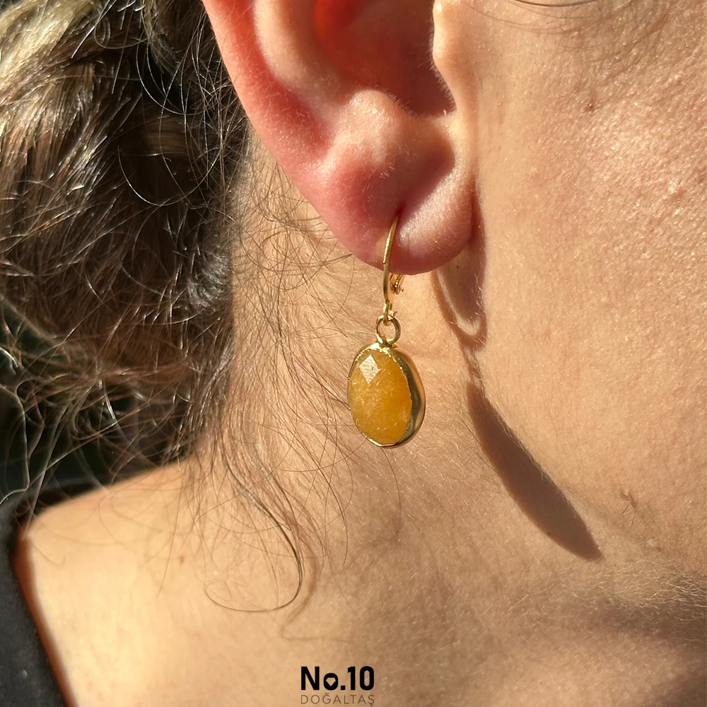 Sitrin Doğal Taşlı Küpe