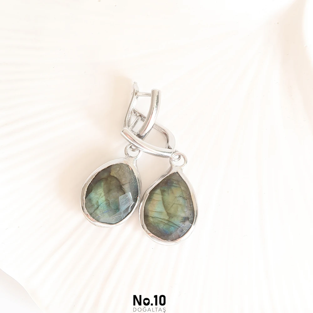 Labradorit Doğal Taşlı Küpe