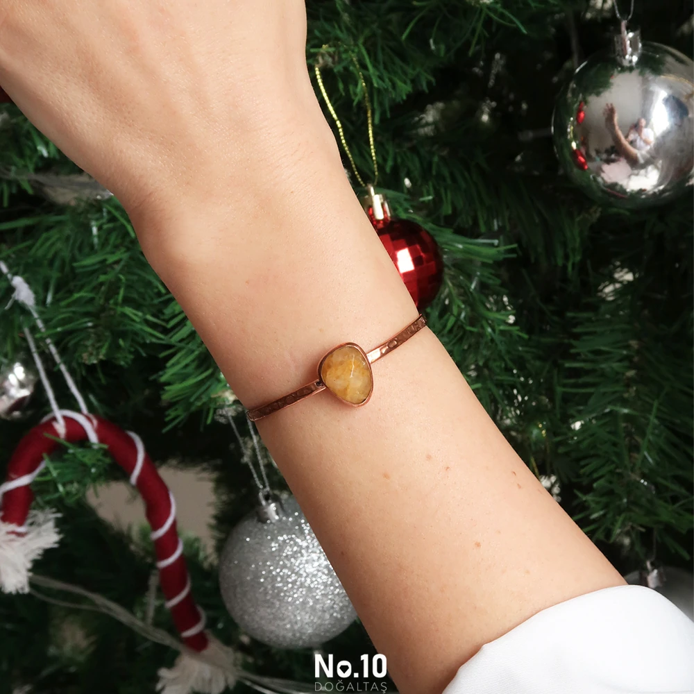 Sitrin Doğal Taşlı Bakır Bileklik