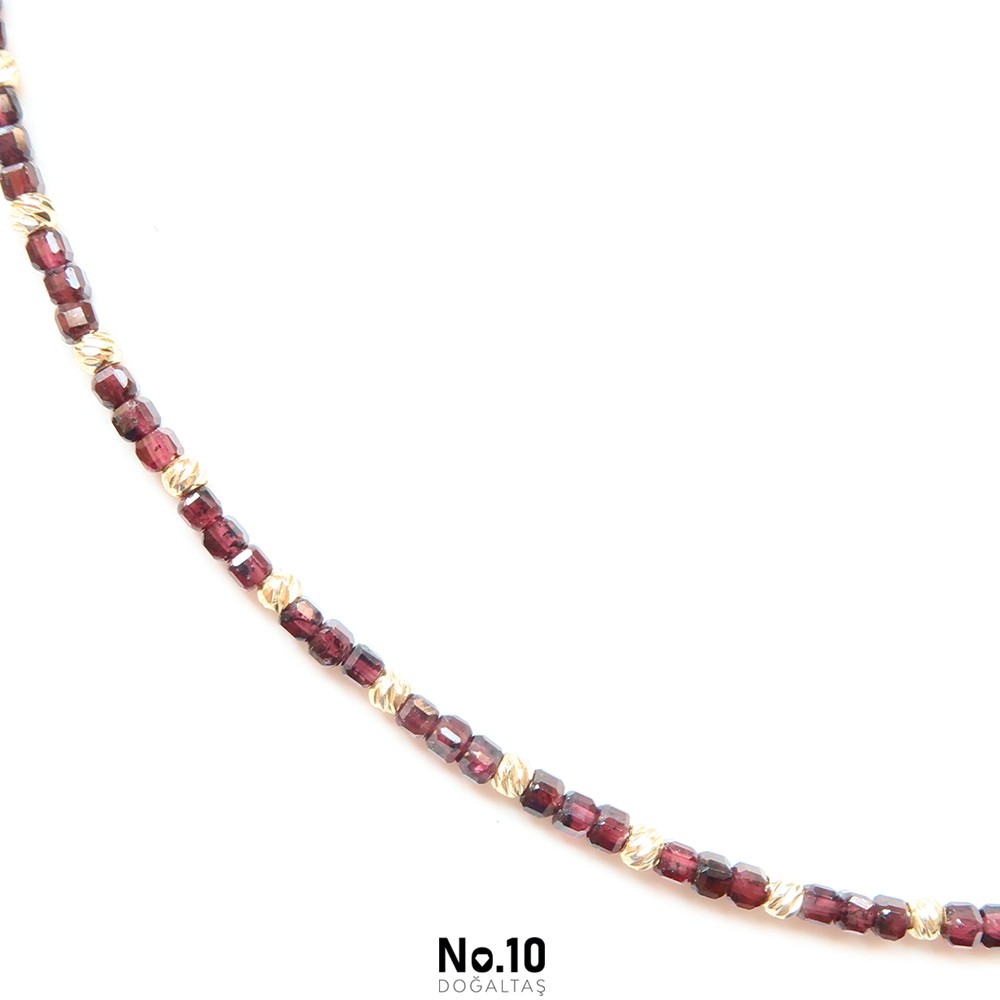 Garnet (Lal) Doğal Taşlı Kolye (Küp Kesim)