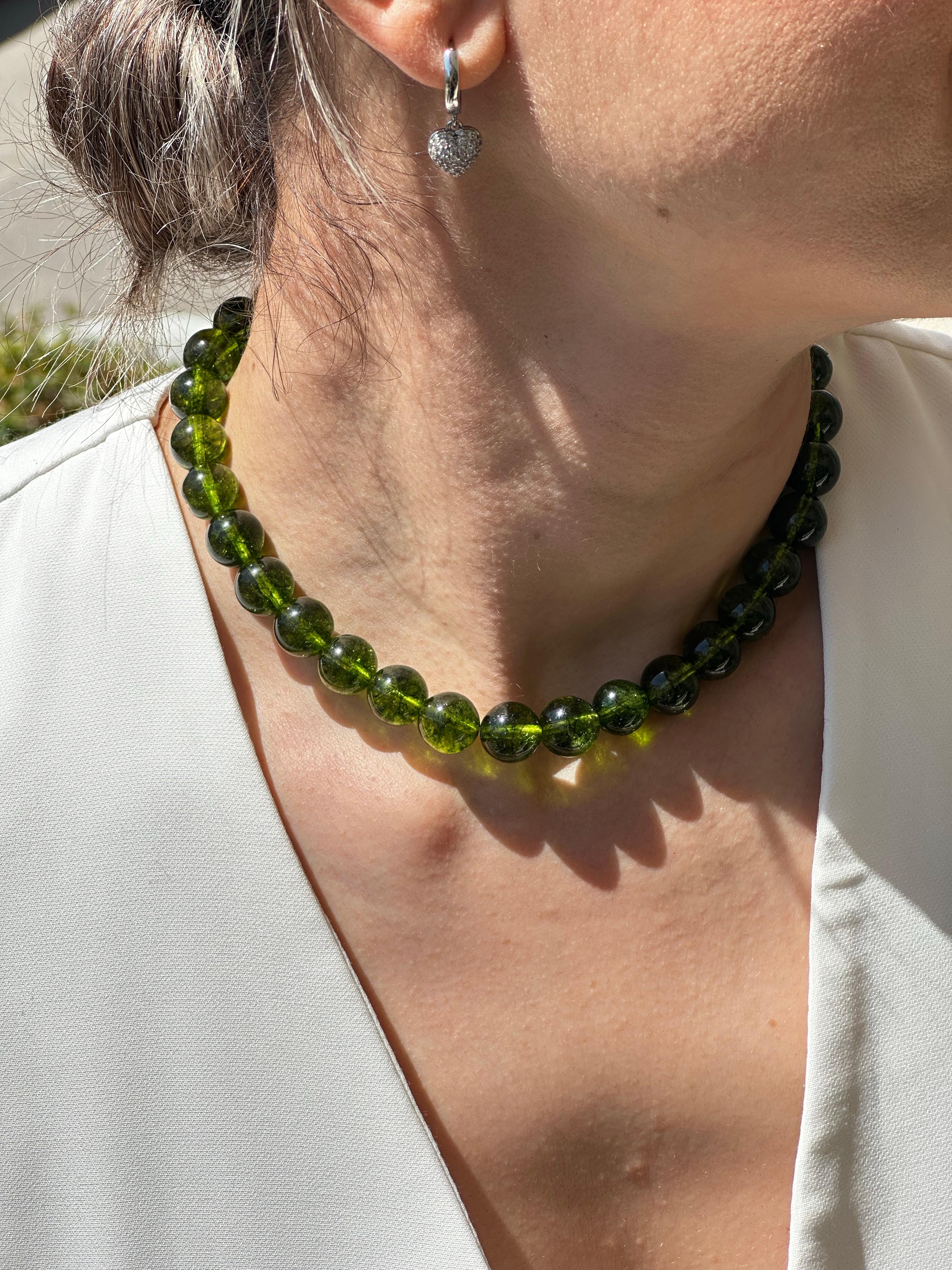 Peridot Doğal Taşlı Kolye (12mm)