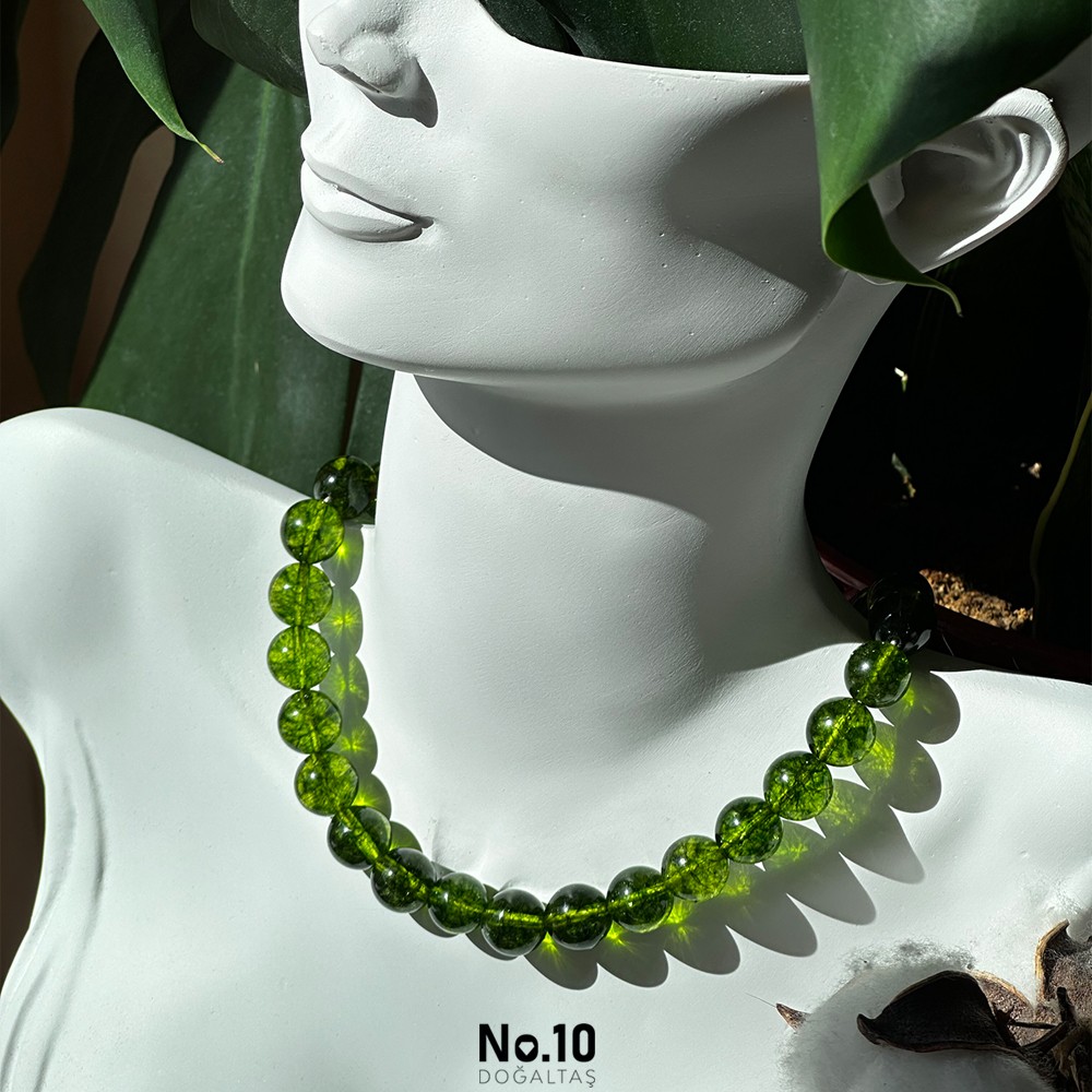 Peridot Doğal Taşlı Kolye (12mm)