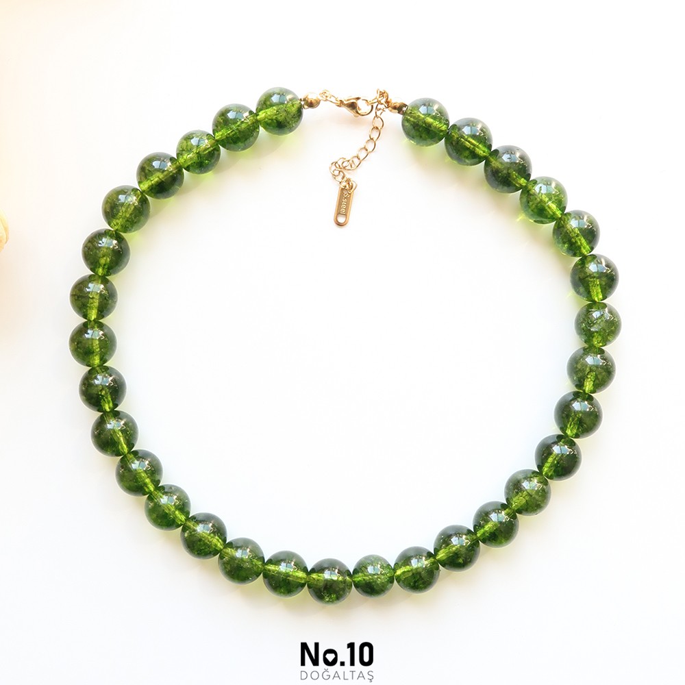 Peridot Doğal Taşlı Kolye (12mm)