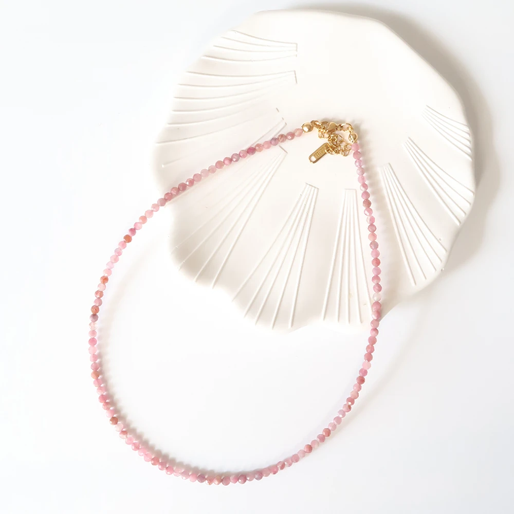 Pembe Turmalin Doğal Taşlı Kolye