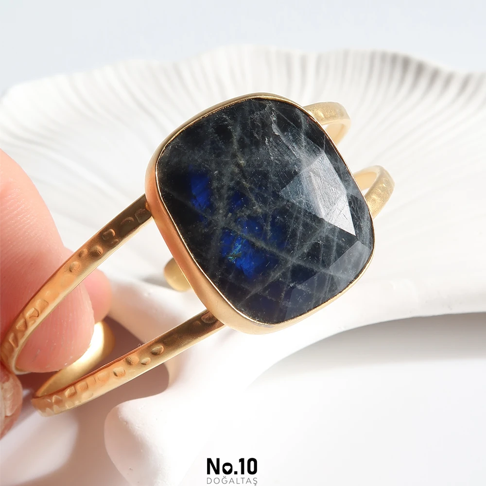 Labradorit Doğal Taşlı Kelepçe Bileklik