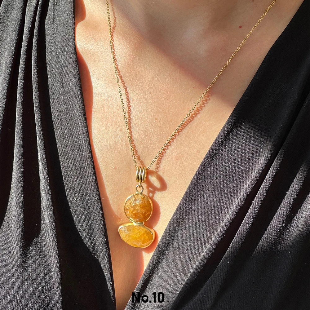 Sitrin Doğal Taşlı Kolye Ucu(Zinciri Hediye)