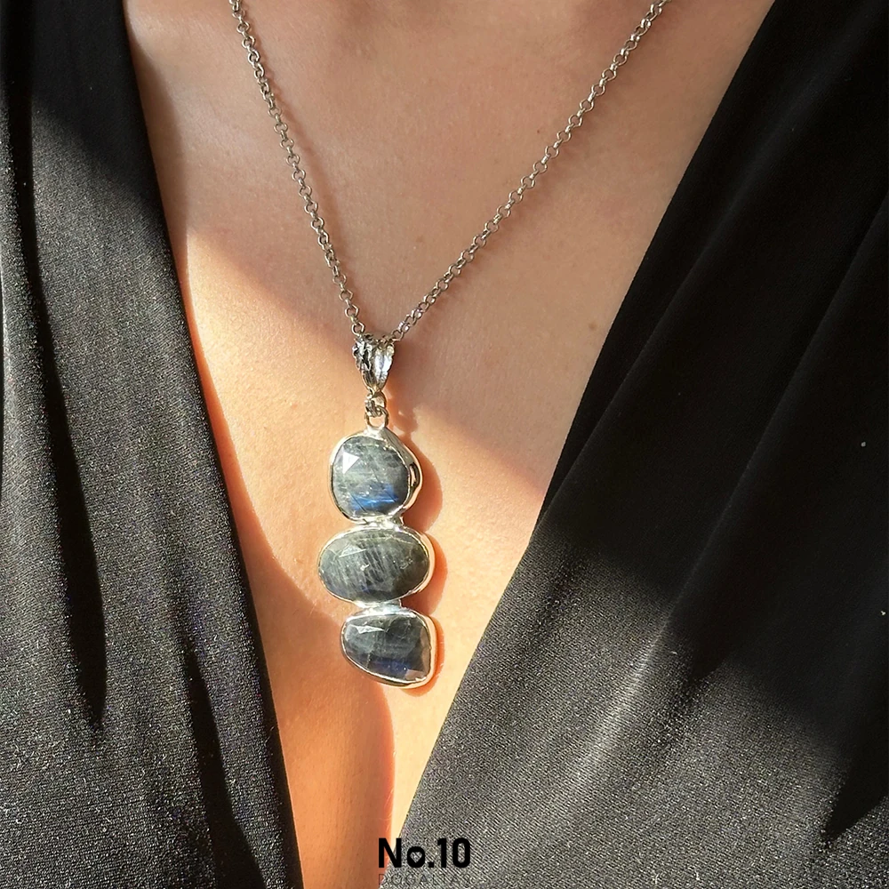 Labradorit Doğal Taşlı Kolye Ucu (Zinciri Hediye)