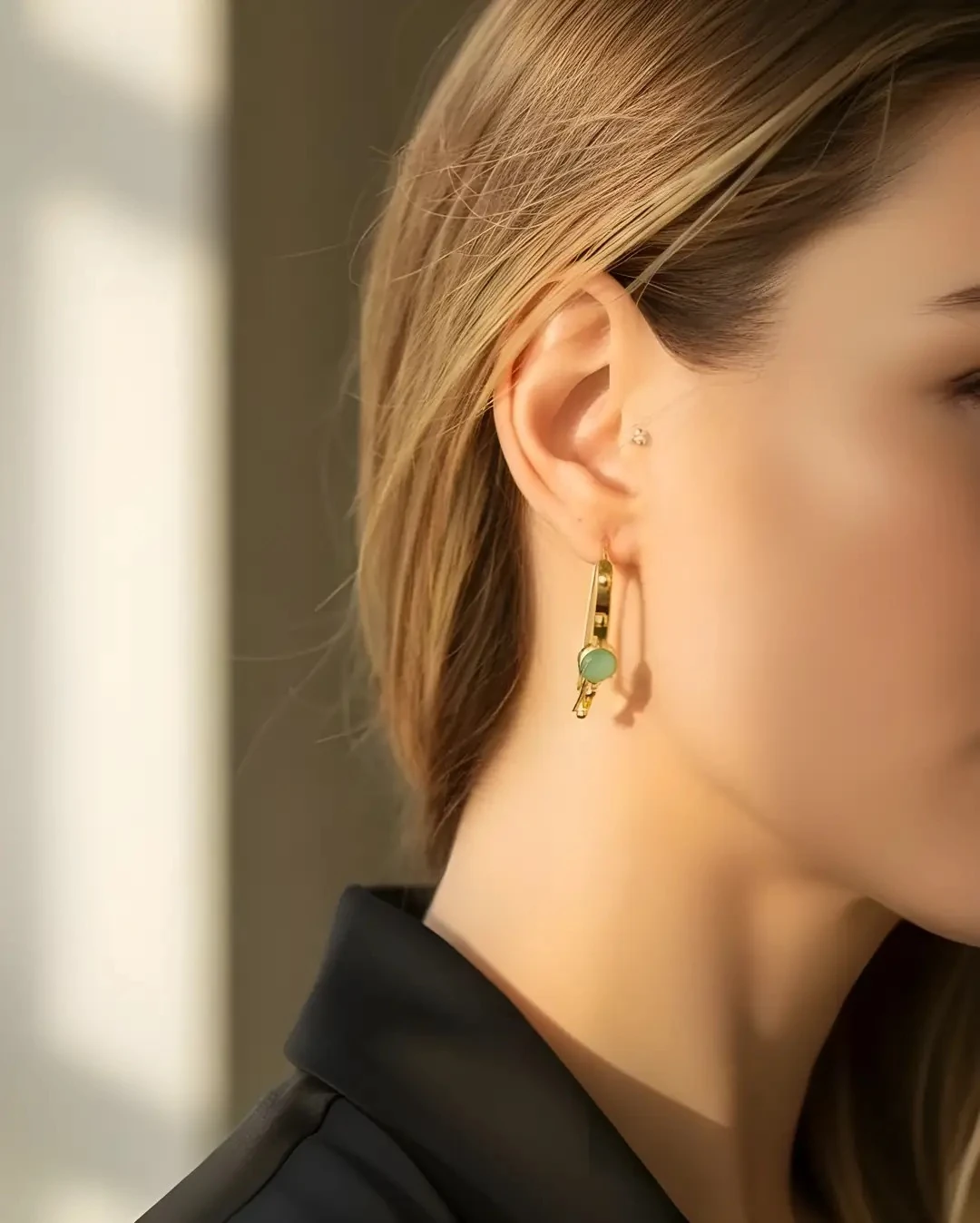 Aurelia Doğal Amazonit Taş Küpe