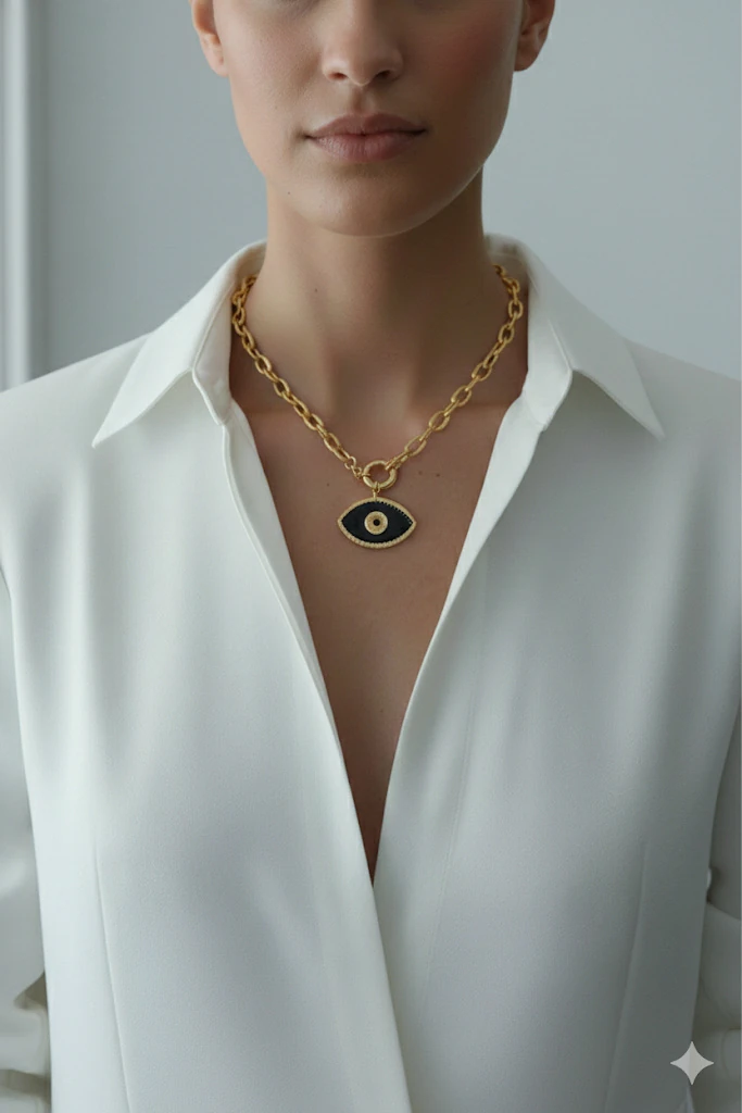 Obsidyen Doğal Taş Göz Kolye